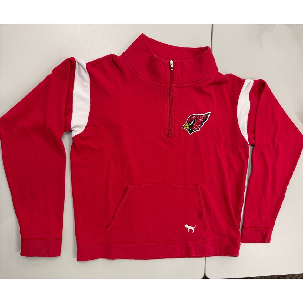 Arizona Cardinals-Victoria Secret/Pink 1/4 zip Sweatshirt with sequin cardinal